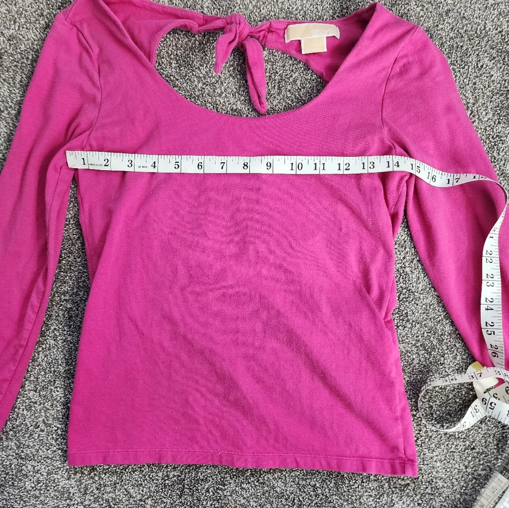 Michael Michael Kors Medium Pink Bow Open Back Spring Longsleeve Blouse - Picture 6 of 9